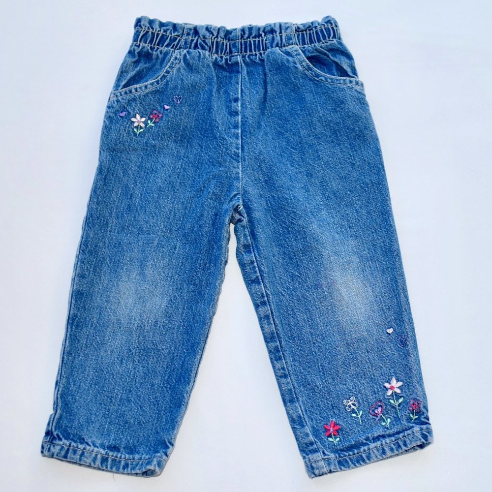 Girl's Moonbeams Embroidered Denim Jeans 18 Months